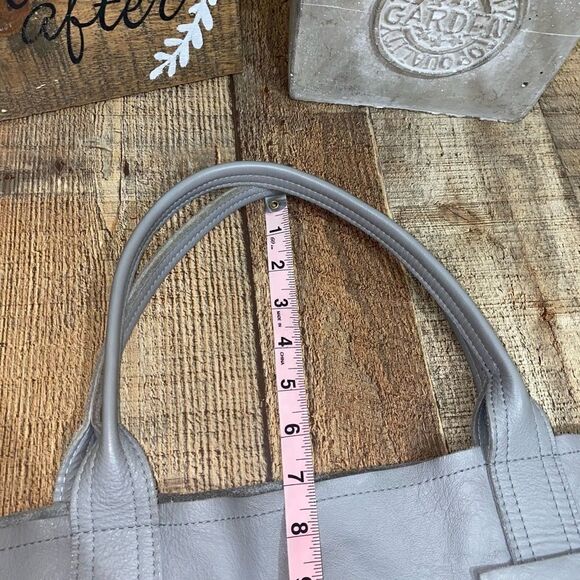 STEPHANE VERDINO LARGE GREY LEATHER TOTE BAG EUC - Picture 14 of 14